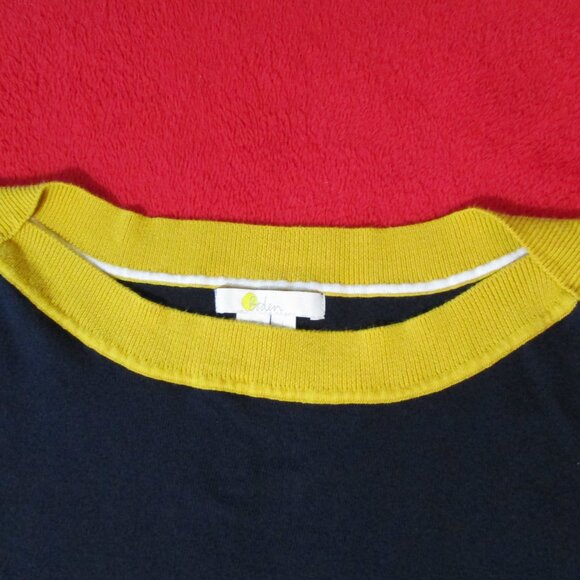 Boden Navy & Yellow Lightweight Sweater / Top  Soft Stretch - Picture 3 of 5